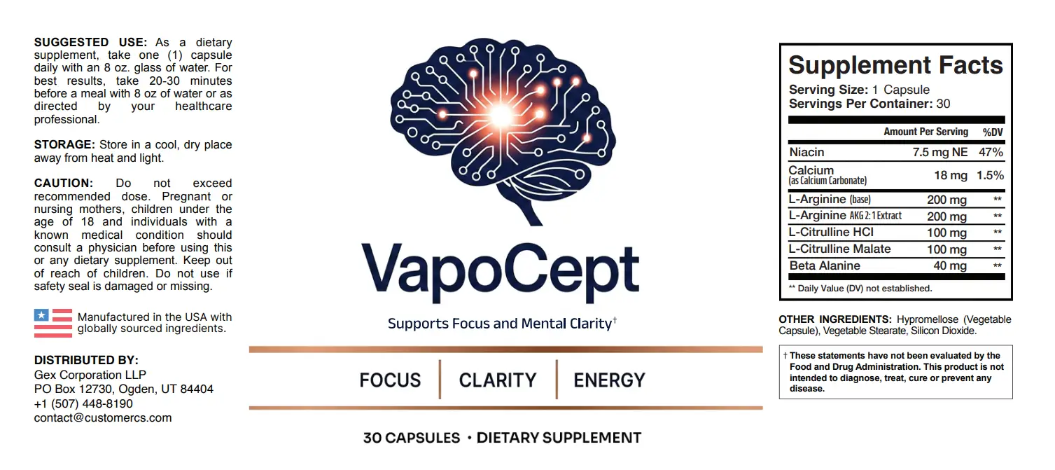 VapoCept supplement facts label